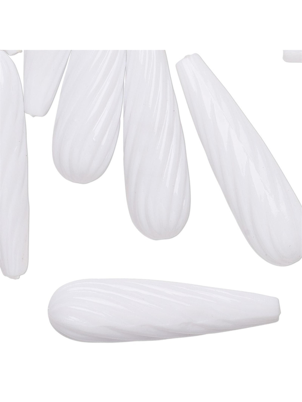 Vintage Germany White Lucite Swirls Acrylic Large 36x10mm Teardrop Beads 5pcs